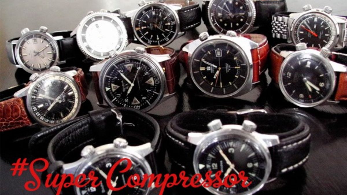 Montre Elves Compressor Vintage - Automatique - Cadran Bleu - Cuir Noir - Résistante à L'eau