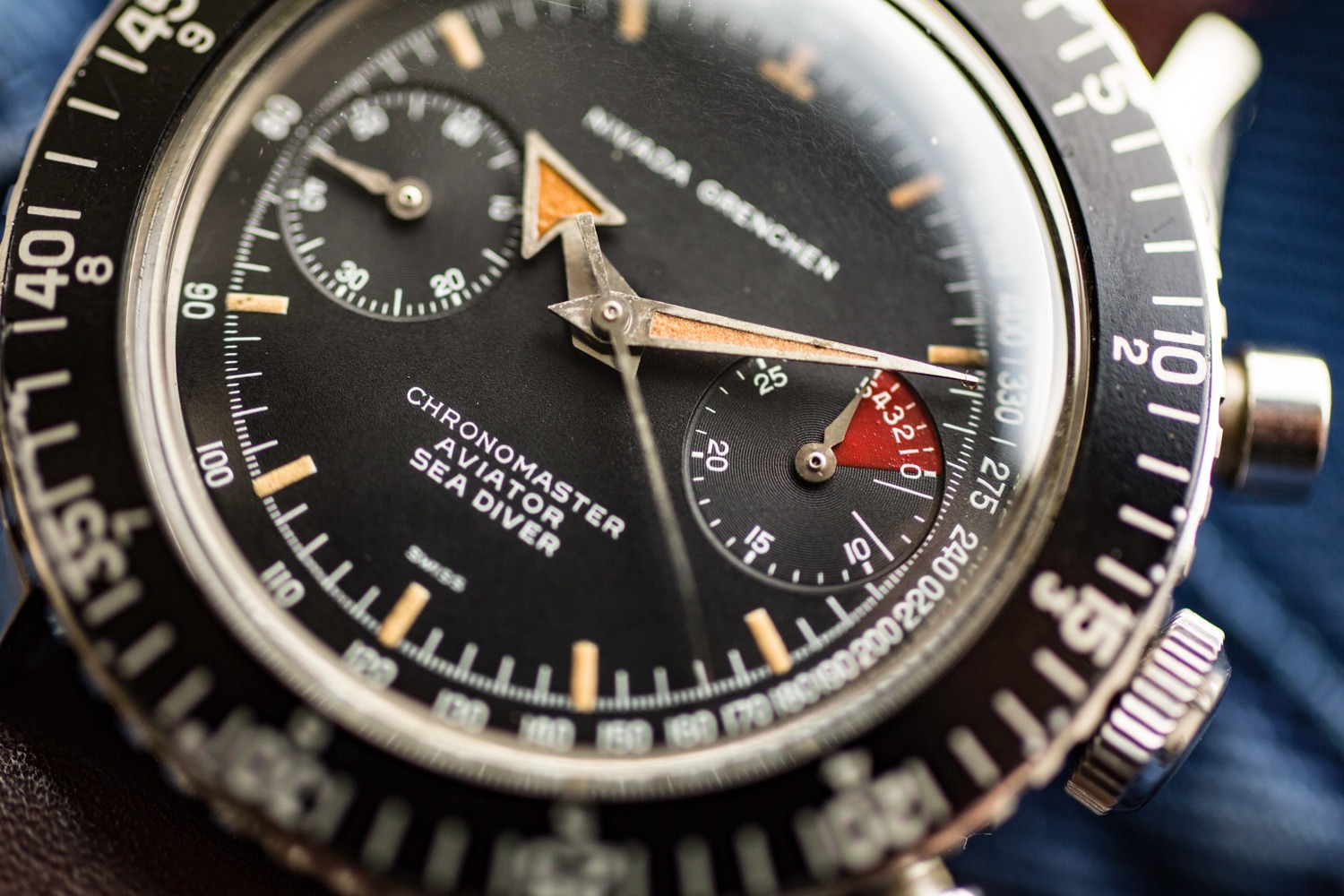 Nivada Grenchen Chronomaster Aviator Sea Diver Chronograph