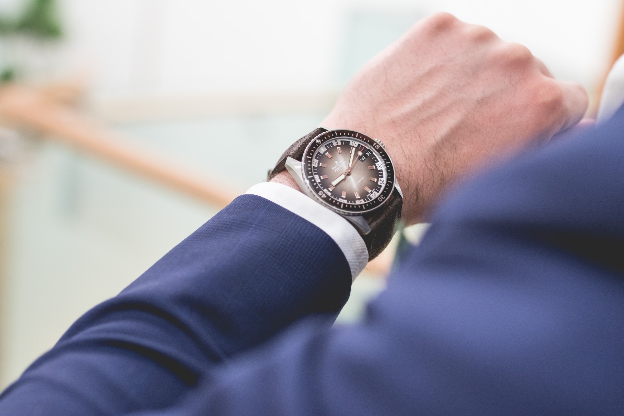 Baselworld 2018 - Blancpain Fifty Fathoms Bathyscaphe Day Date 70s Wristshot