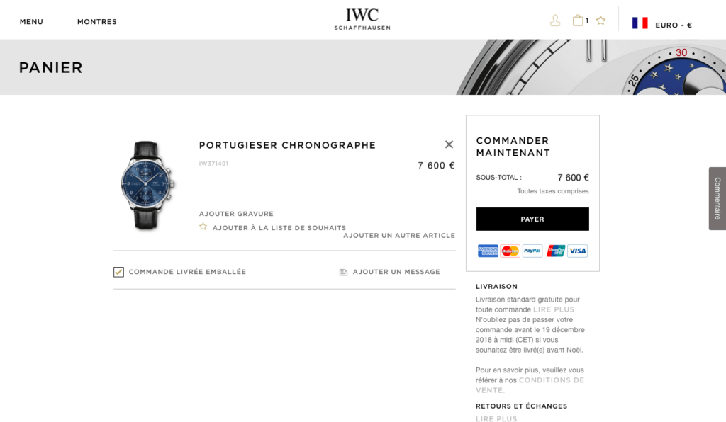 Site E-commerce IWC France