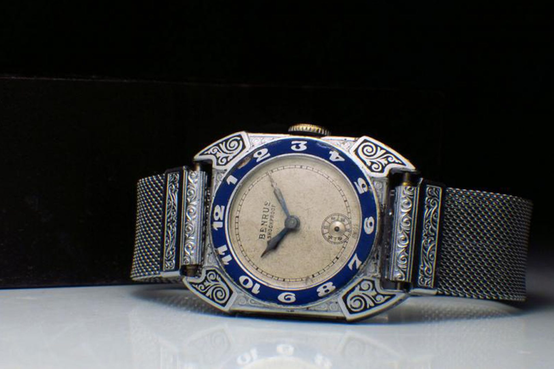 Montre Ancienne Benrus Strass - Boîtier Plaqué Or, Mouvement Mécanique, Vintage