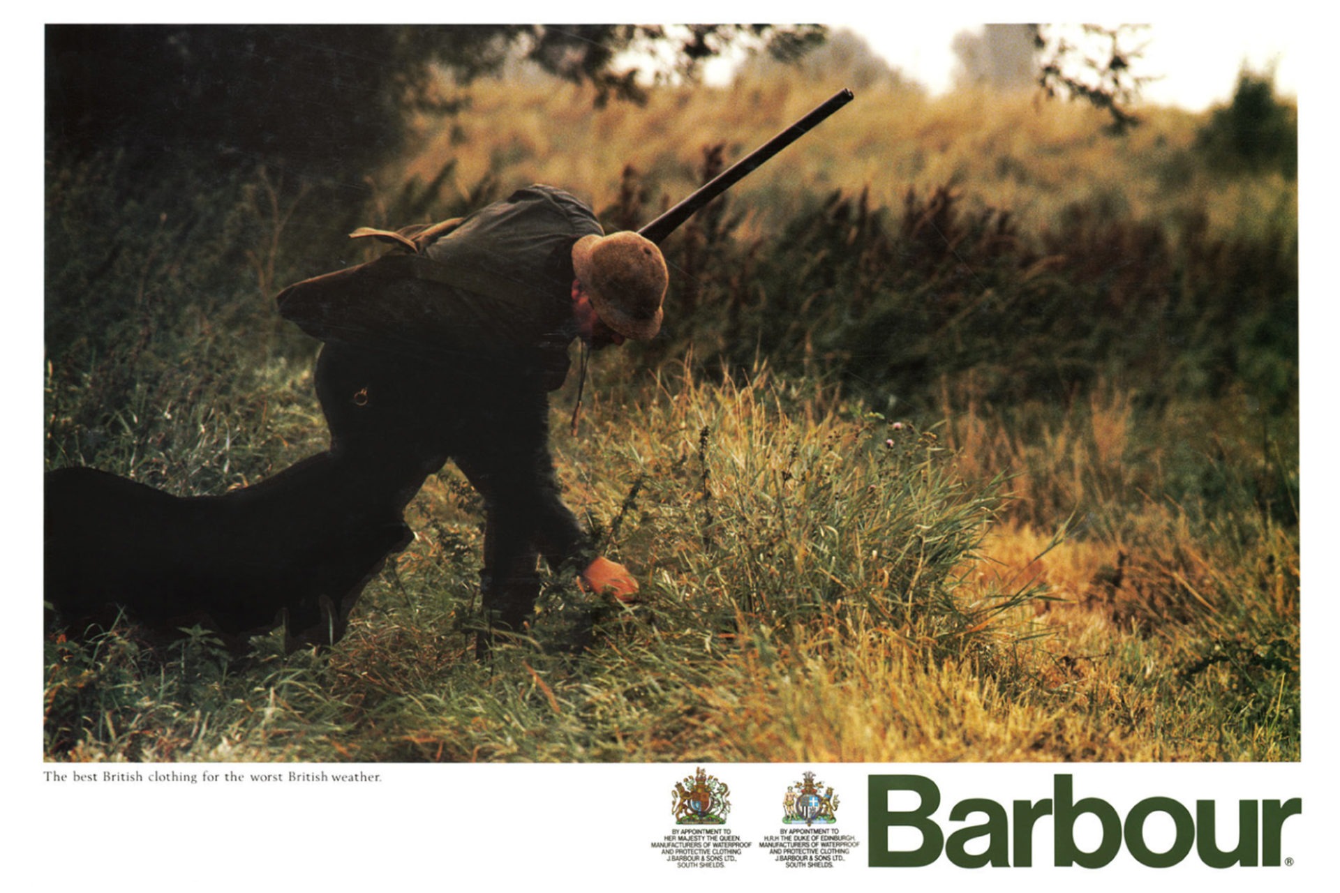 Publicité Barbour avec deux Royal Warrants