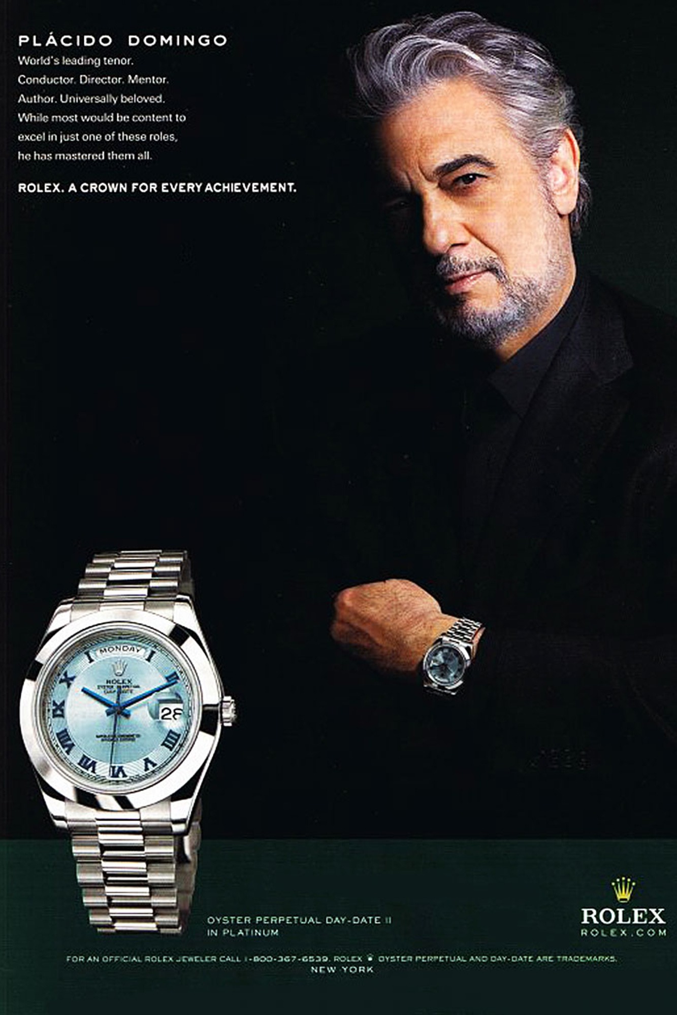 Реклама наручных часов. Placido Domingo Rolex. Часы Пласидо Доминго. Rolex ads. Реклама часов.