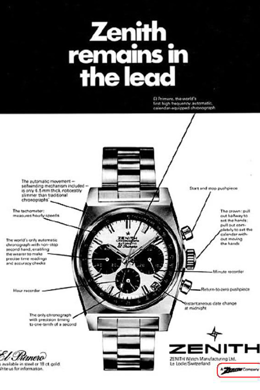 Zenith El Primero A384 - Publicité