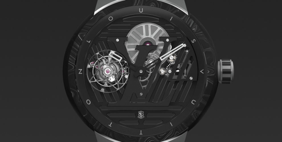 LOUIS VUITTON TAMBOUR CURVE TOURBILLON VOLANT Poinçon de Genève