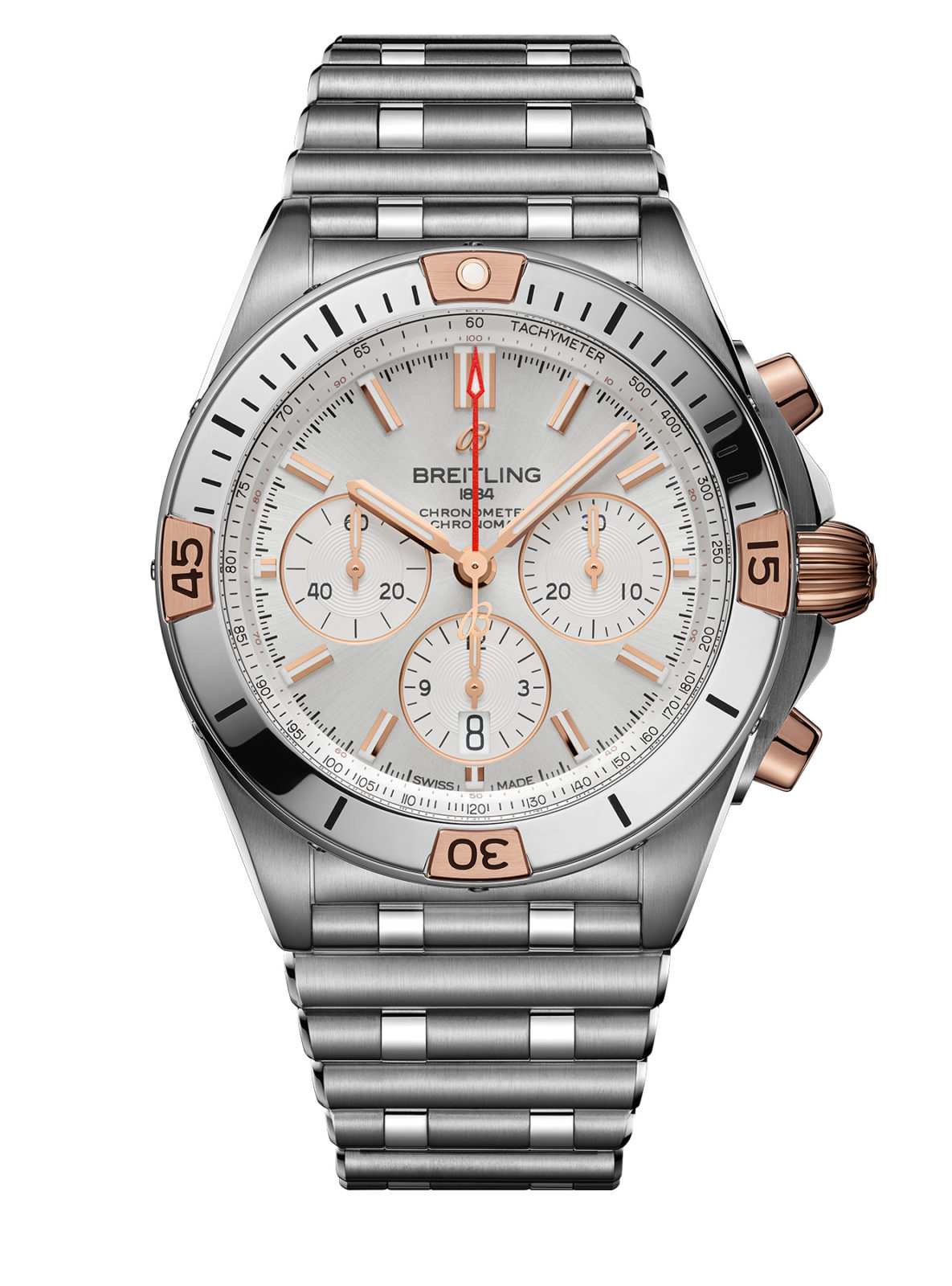Nouvelle collection Breitling Chronomat - Breitling Chronomat B01 Silver Steel & Gold Rider Tabs