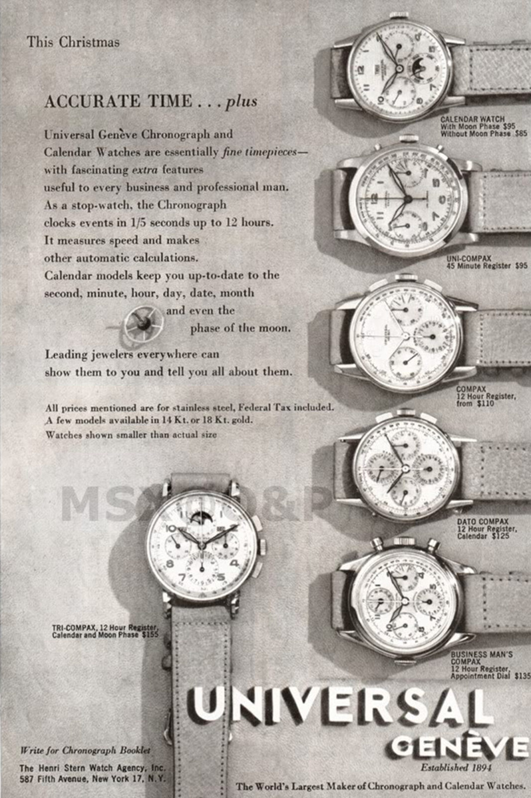 Antiquorum - Vente d'importantes montres récentes et de collection du 10 mai - Universal Genève Dato-Compax
