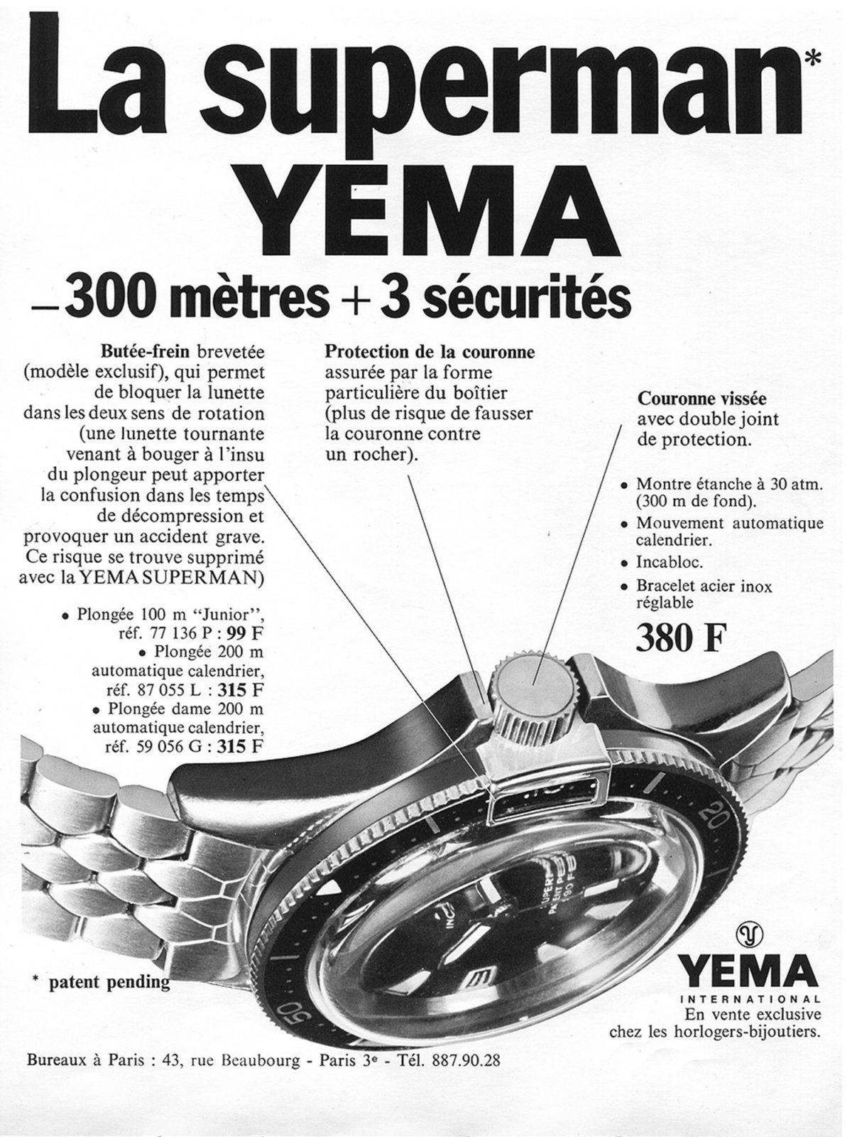 Yema Superman Heritage 1963 - Publicité d'époque