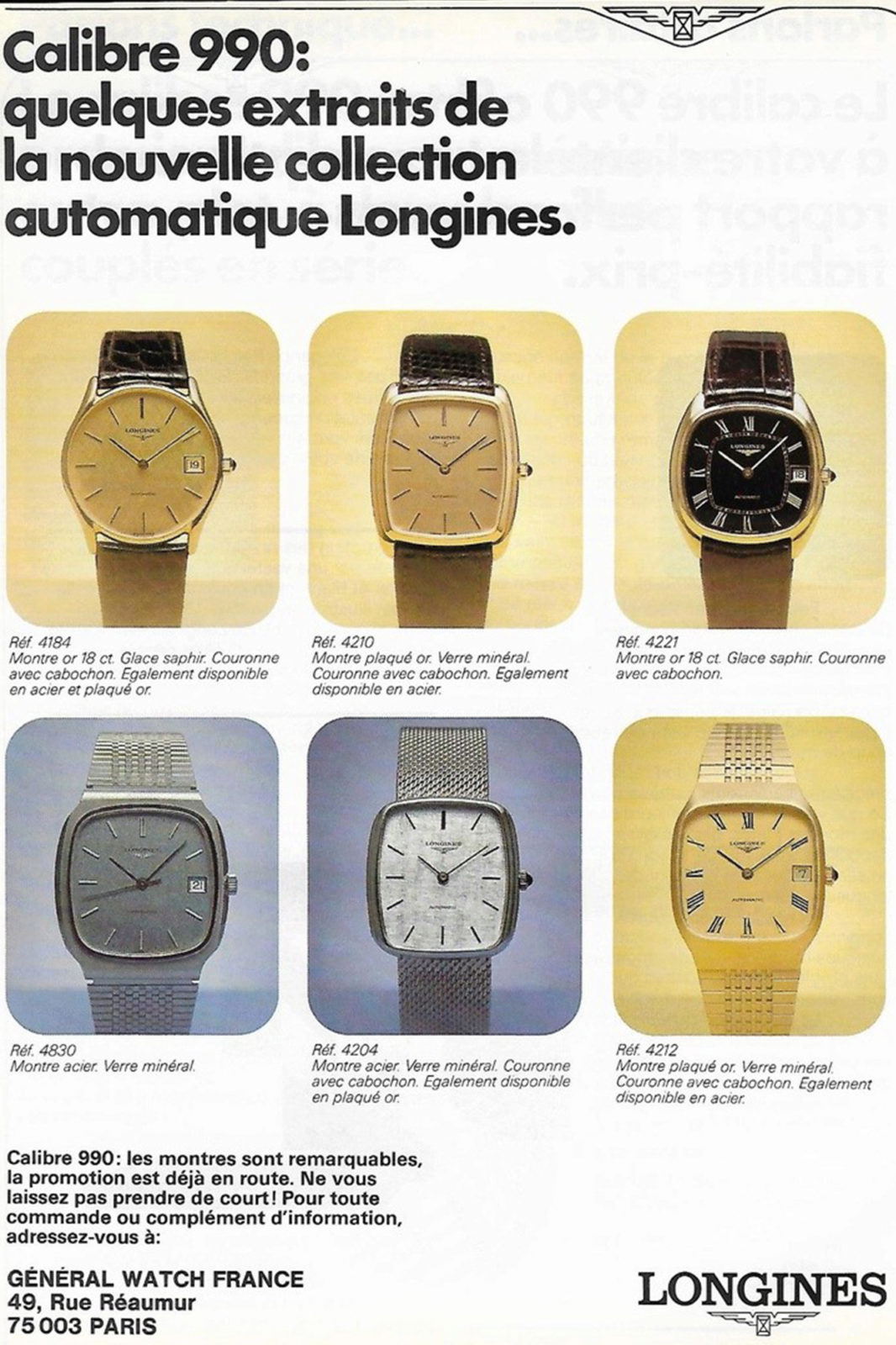 Publicité Longines L990