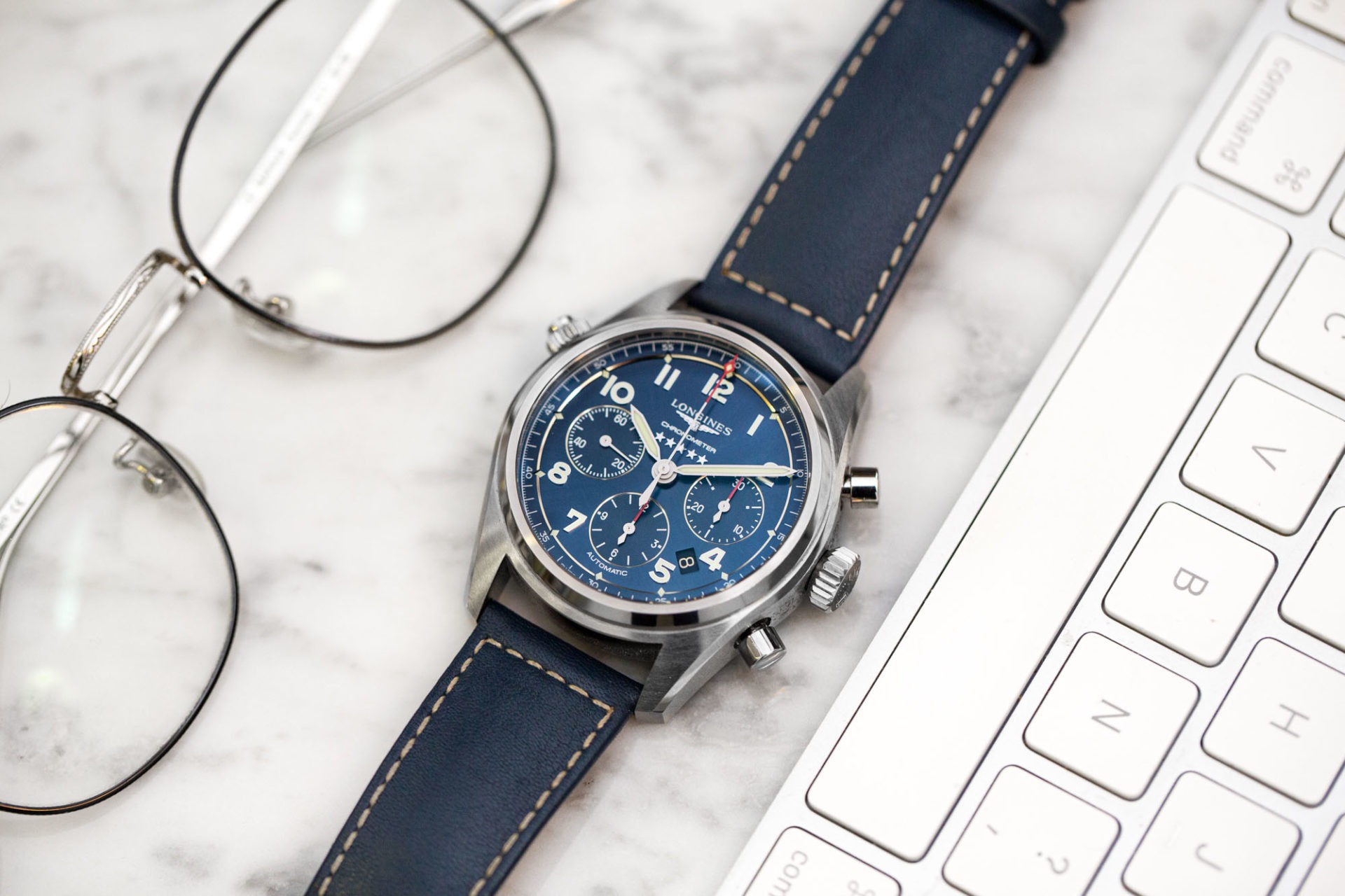 Longines Spirit - Chronographe cadran bleu soleillé