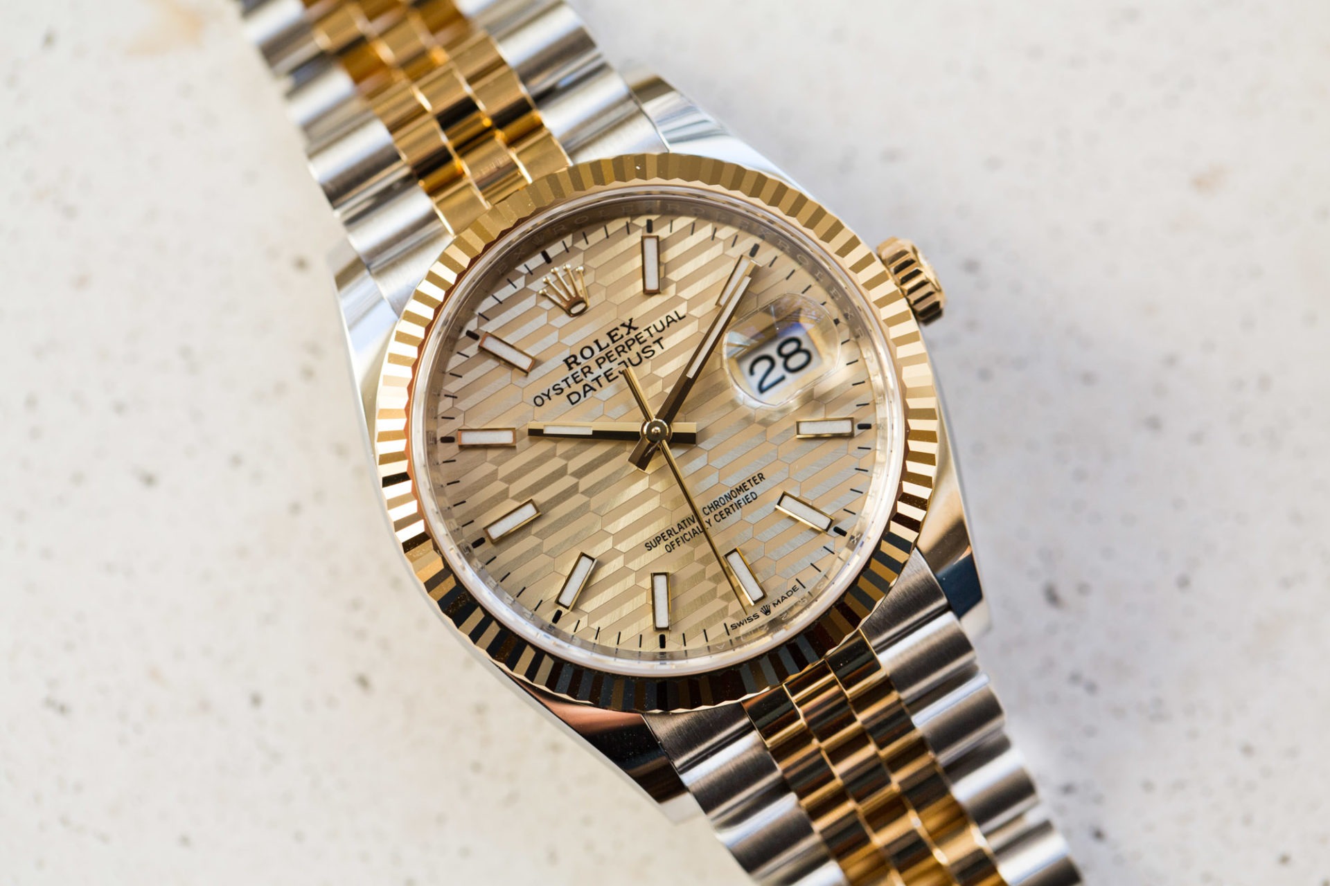 Rolex Datejust 36 cadran cannelé doré