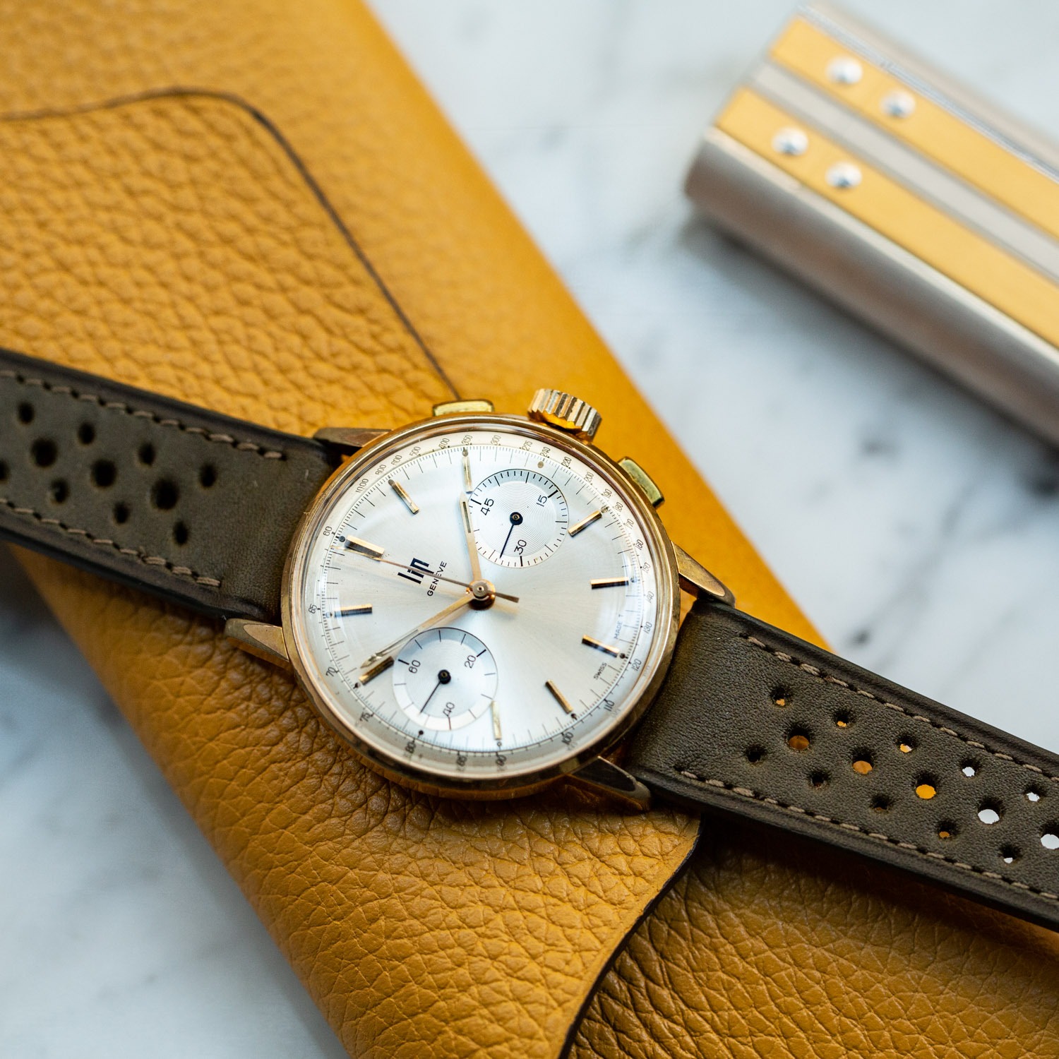 LIP Genève chronographe plaqué or - Sélection de montres vintage Joseph Bonnie