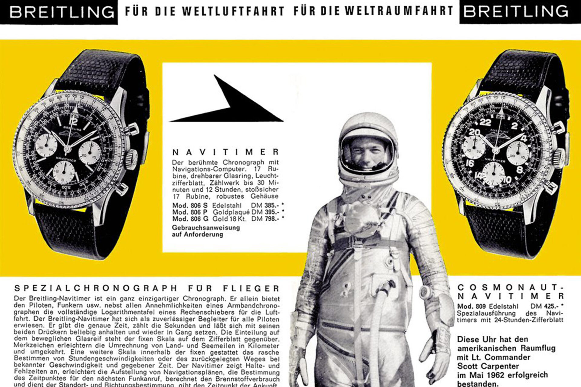 Scott Carpenter et sa Breitling Cosmonaute