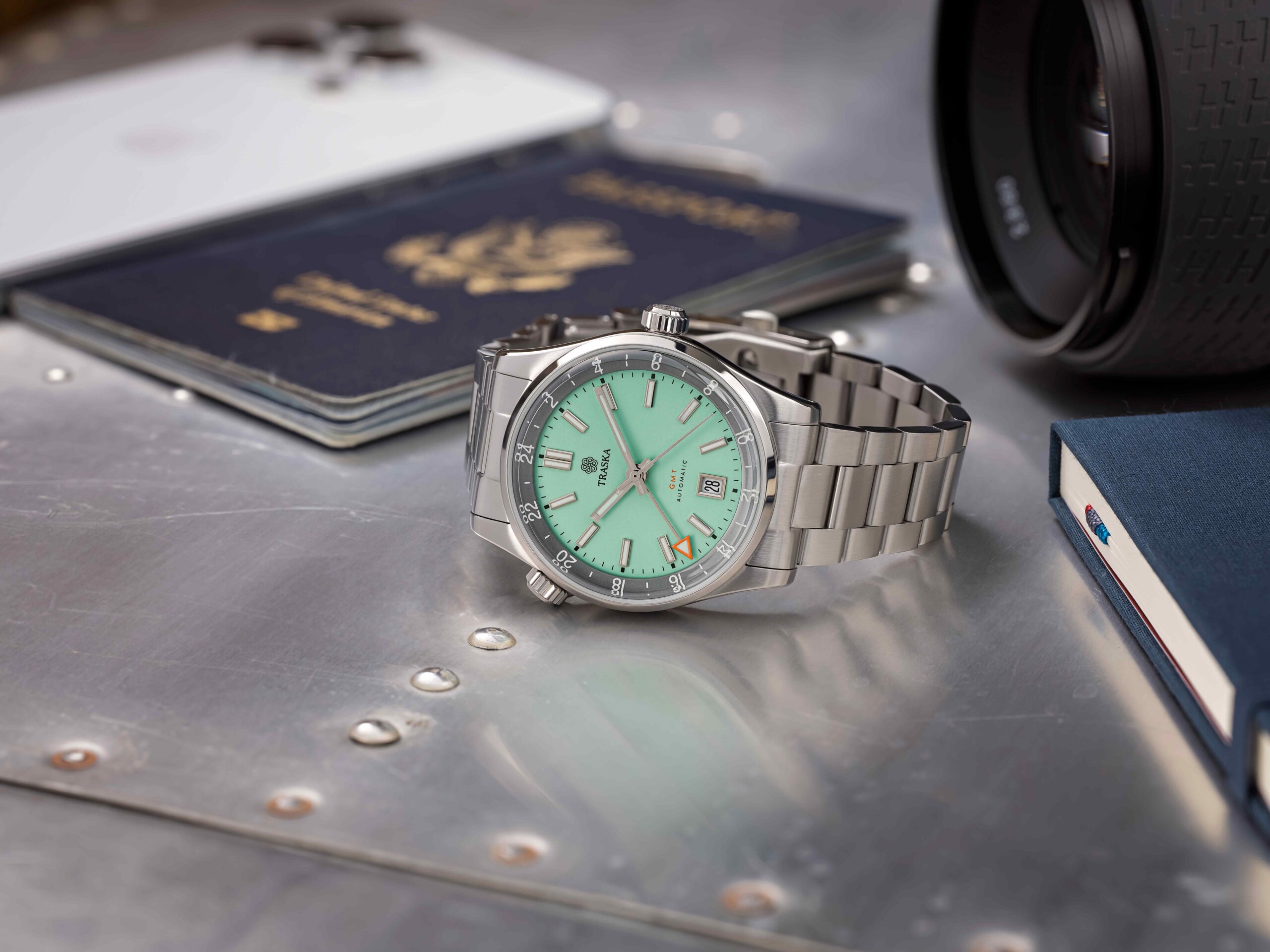 Montre Femme IK Double Fuseau Turquoise - Cristaux Swarovski - Cadran Argenté - Garantie 2 Ans