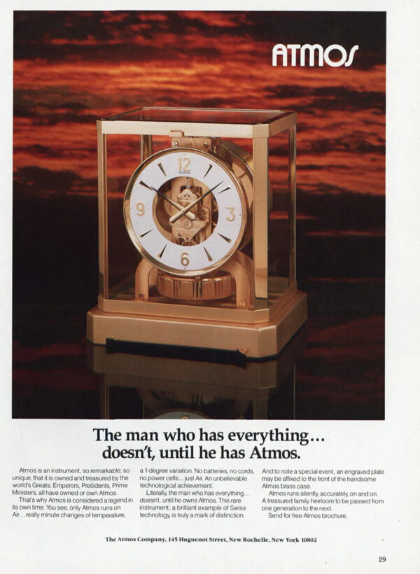 Jaeger-LeCoultre ATMOS : histoire de l'horloge ATMOS