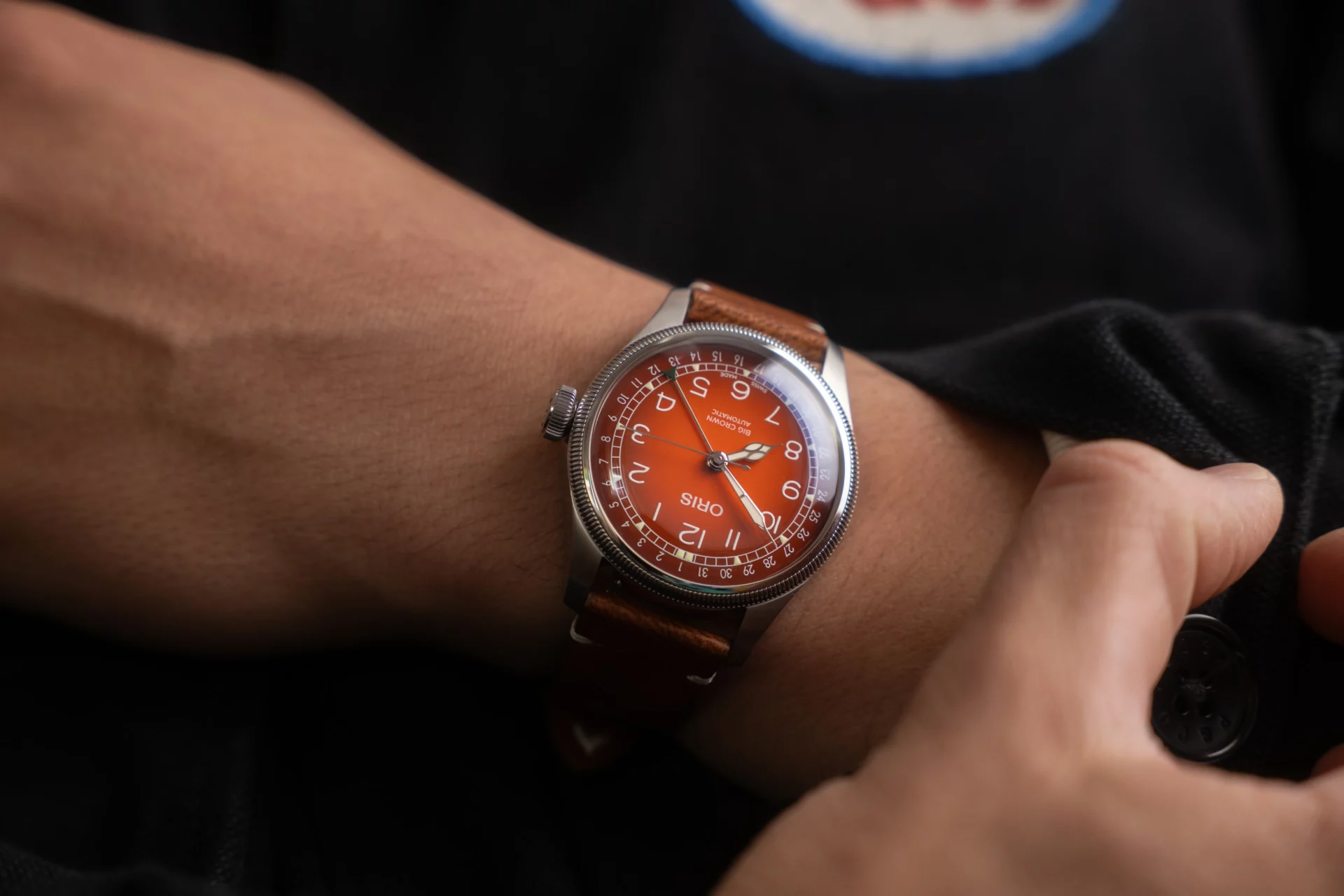 Oris Big Crown Pointer Date Cervo Volante Automne au poignet