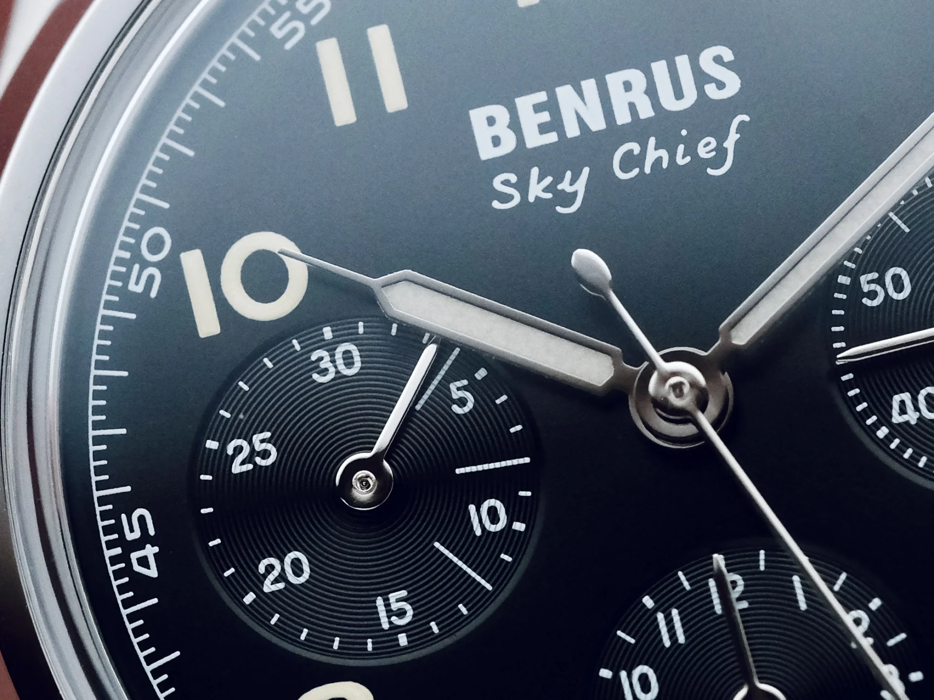 Benrus Sky Chief Stratus Grey détails du cadran